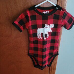 Lazy One Buffalo Plaid Moose Unisex One Piece Size 18 months NWT